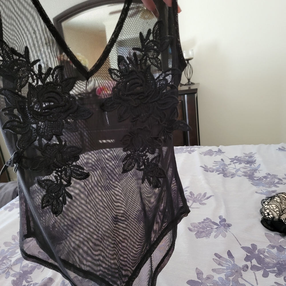 Sheer black body suit